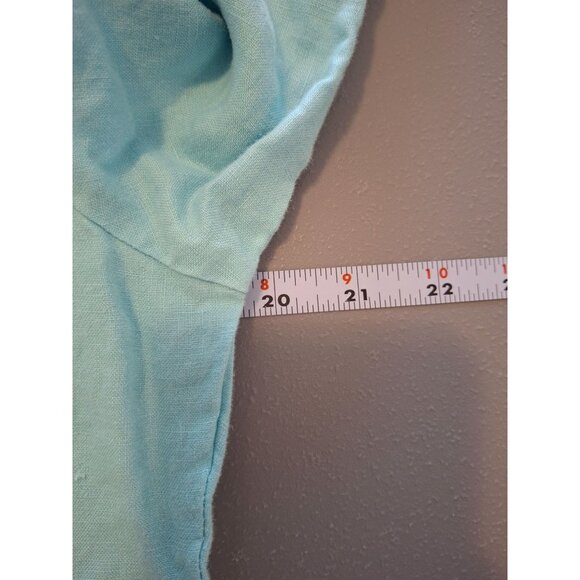 Malvin Womens Linen Tunic Top XL Blue Silver Beaded V Neck 3/4 Sleeves Lagenlook - Picture 6 of 7